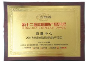 鼎鑫中心荣获第十二届中国地产星光奖